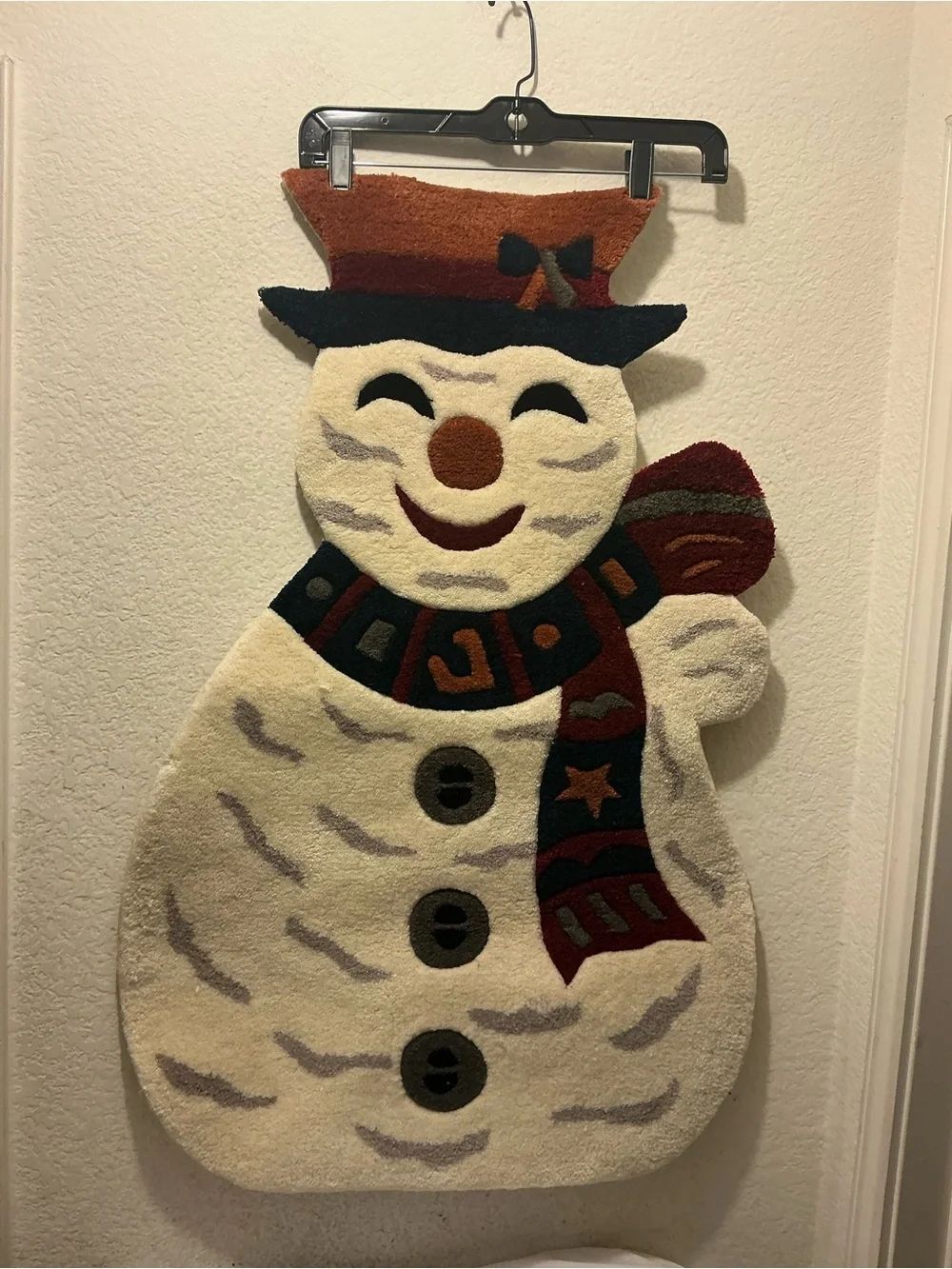 New Festive Smiling Snowman area rug - Cream, Red, Black